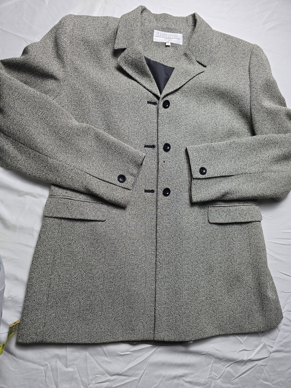 Larry Levine Suits Gray Textured Tweed Blazer Jacket Size 12